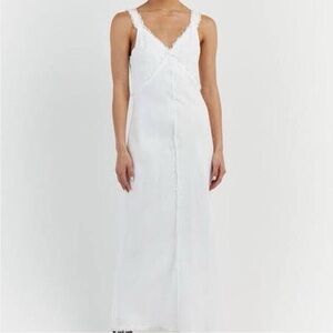 NWT Dissh Georgie white fringe linen dress